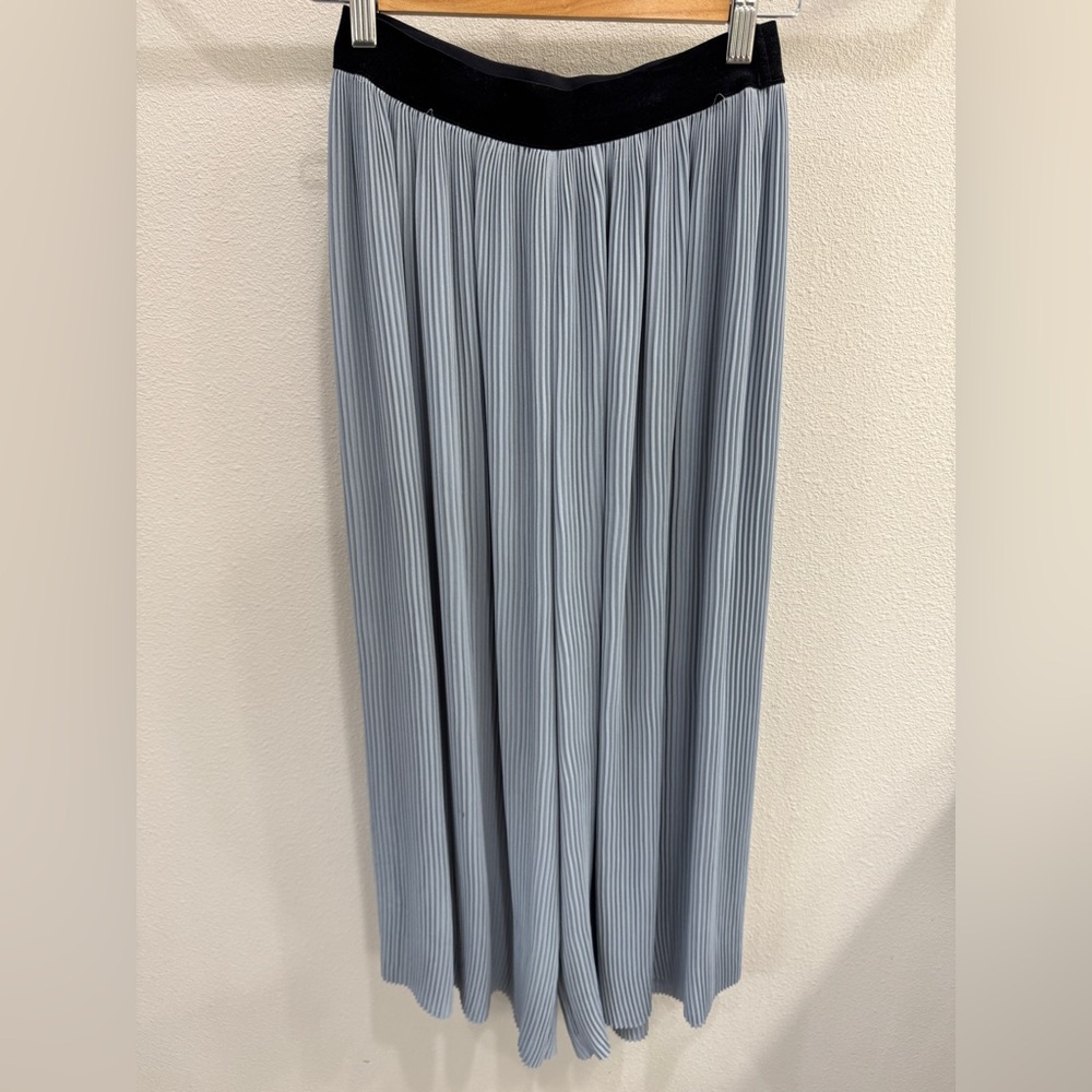 Zara Pale Blue Pleated Maxi Skirt Pants